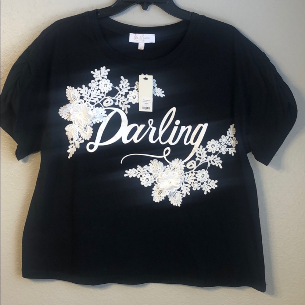 Francesca’s Love & Piece Floral Embroidered Tee